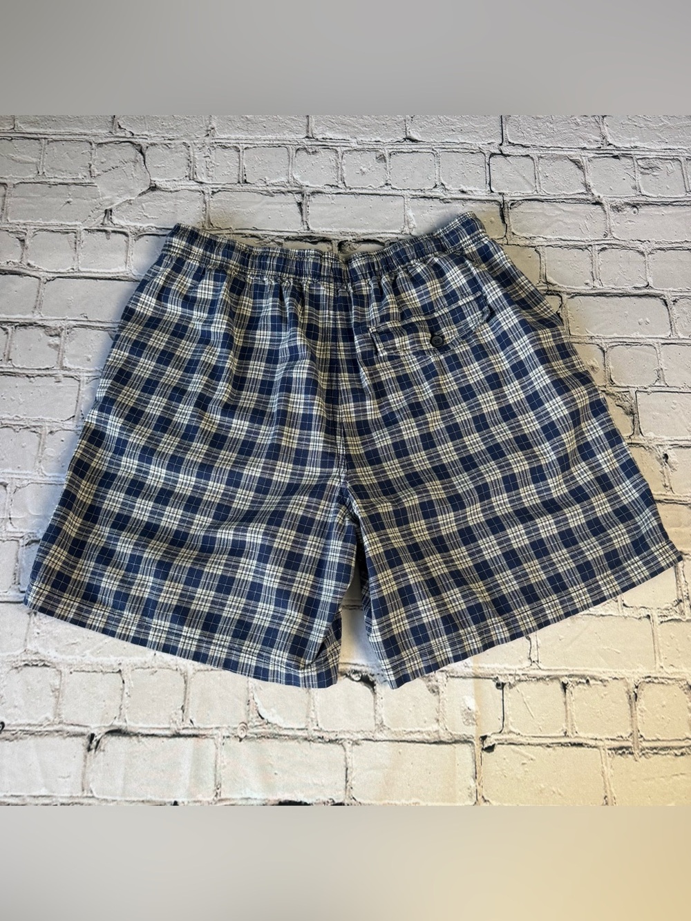 Basic Editions 100% Cotton Blue & White Plaid Casual High Rise Shorts Size M